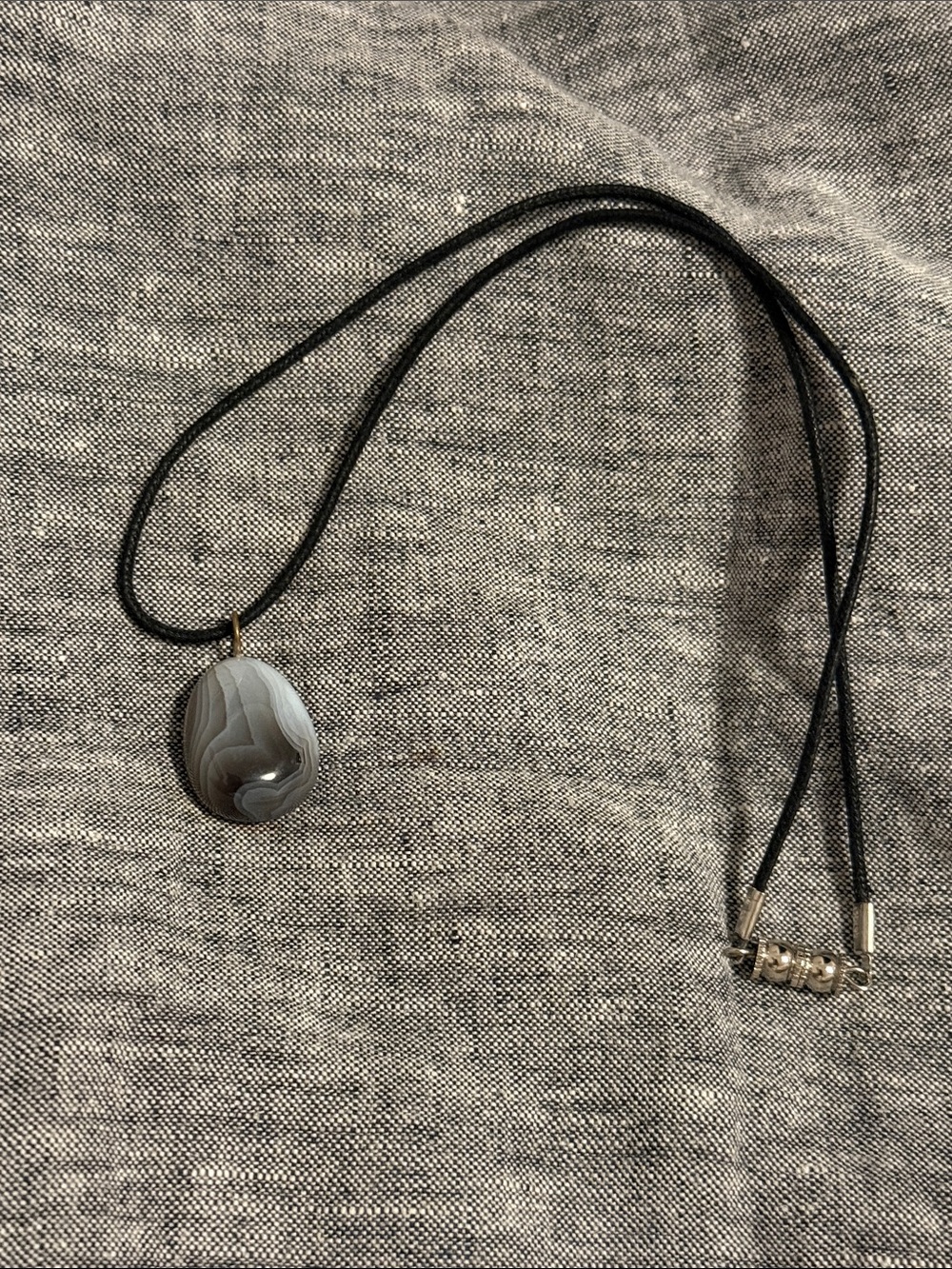 Botswana Agate Pendant Necklace on Black Cord